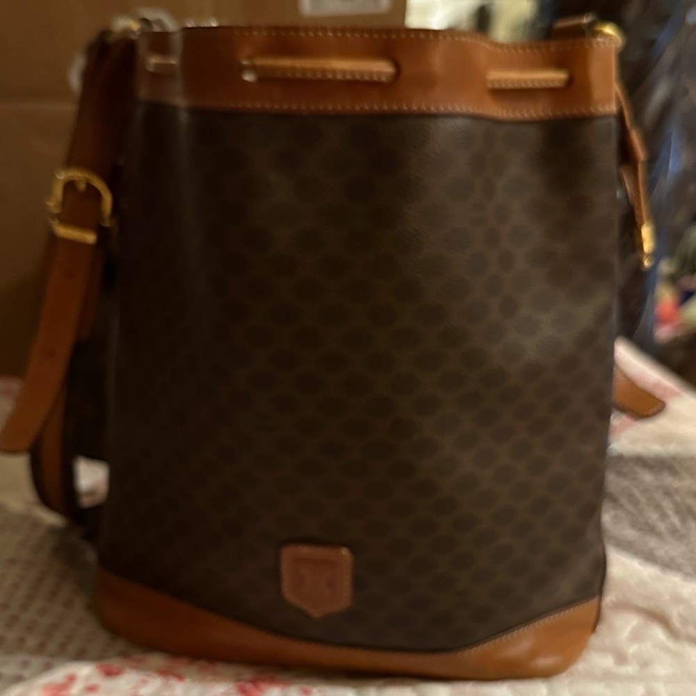 Celine Dark Brown and Tan Shoulder Bag